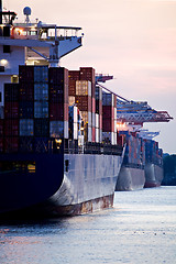 Image showing container ships docked in port