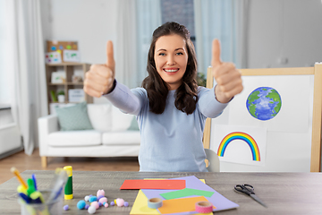 Image showing teacher having online class of arts and crafts