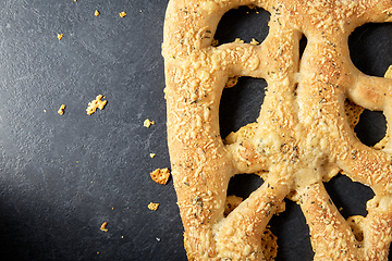 Image showing close up of cheese bread on kitchen table