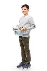 Image showing smiling boy sorting metallic waste