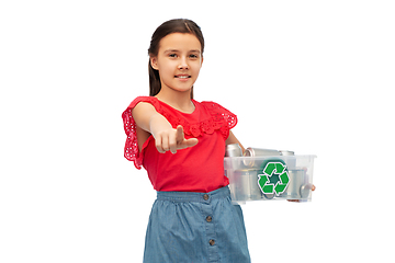 Image showing smiling girl sorting metallic waste