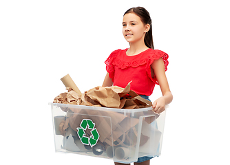 Image showing smiling girl sorting paper waste