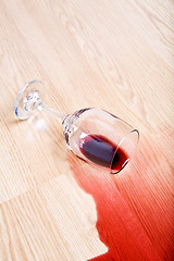 Image showing wine glass spill on table