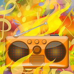 Image showing Music radio in flames