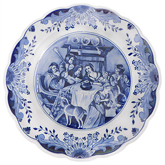 Image showing Old vintage blue and white ceramic plate with Dutch motifs as a 