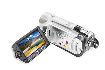 Image showing camcorder with yellowstone landscape