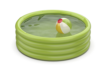 Image showing Green swimming pool and beach ball