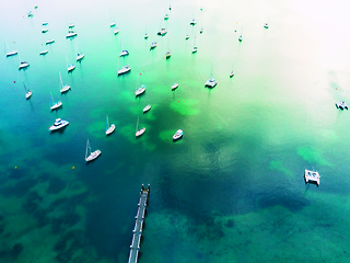 Image showing Yachts in the bay