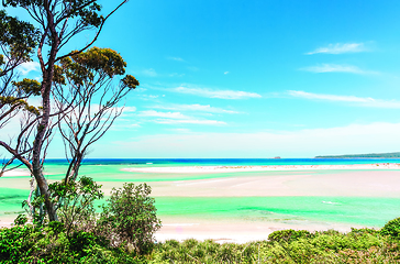 Image showing Swirling coastal inlet with tidal sands