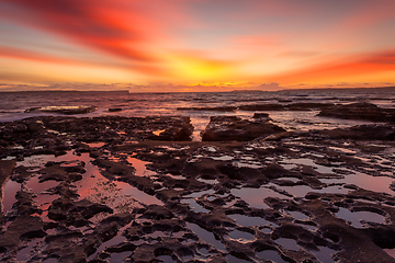 Image showing Red sunrise at Jervis Bay