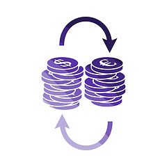 Image showing Dollar Euro Coins Stack Icon