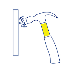 Image showing Icon of hammer beat to nail