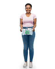 Image showing african american woman sorting metallic waste