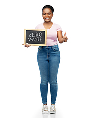 Image showing african woman with zero waste words on chalkboard