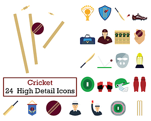 Image showing Set of 24  Cricket Icons