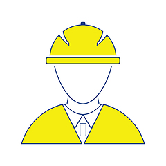 Image showing Icon of construction worker head in helmet