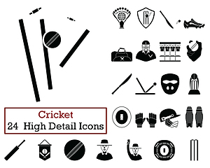 Image showing Set of 24  Cricket Icons