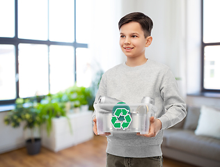 Image showing smiling boy sorting metallic waste