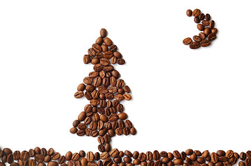 Image showing Coffee christmas tree at night