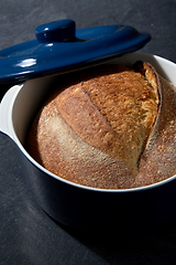 Image showing homemade craft bread in ceramic baking dish