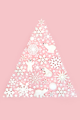 Image showing Surreal Snowflake North Pole Christmas Tree Shape Concept