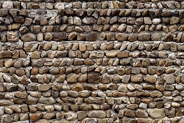 Image showing Texture of the wall built of round pebbles in Signagi fortress in Georgia