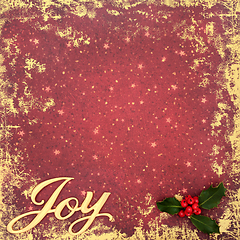 Image showing Joy at Christmas New Year Holly Background on Grunge Red