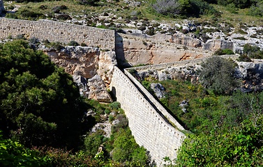 Image showing Victoria lines fortifications on Malta island ("The Great Wall of Malta")