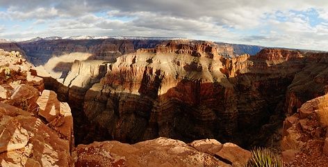 Image showing Grand Canyon in Arizona, USA, seen from the Skywalk, on cloudy winter day