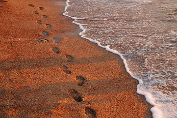 Image showing Footprints on sand