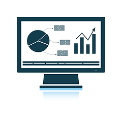 Image showing Monitor with analytics diagram icon