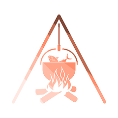 Image showing Icon Of Fire And Fishing Pot