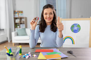 Image showing teacher having online class of arts and crafts