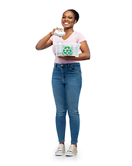 Image showing african american woman sorting metallic waste