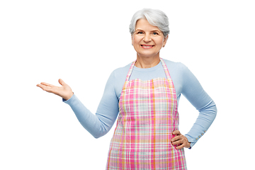 Image showing portrait of smiling senior woman in apron