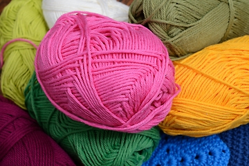 Image showing colorful skeins of wool