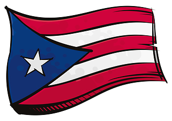 Image showing Painted Puerto Rico flag waving in wind