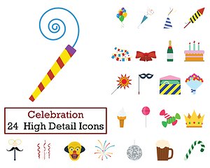 Image showing Set of 24  Party Icons.