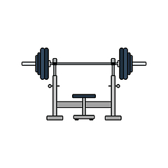 Image showing Flat design icon of Bench with barbell