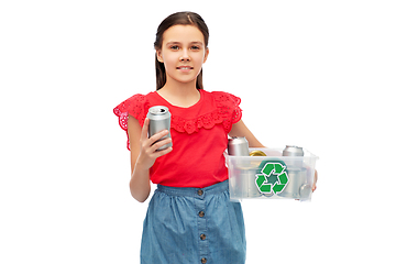 Image showing smiling girl sorting metallic waste