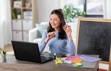 Image showing teacher having online class of arts and crafts