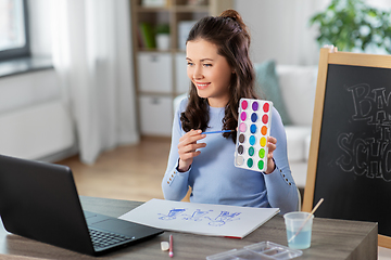 Image showing teacher with colors having online class of arts