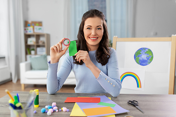 Image showing teacher having online class of arts and crafts