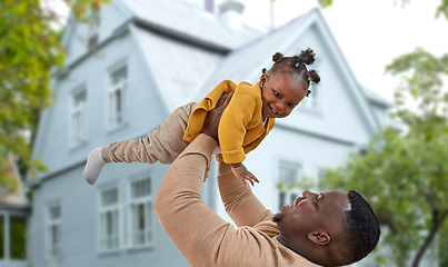 Image showing happy african american father with baby daughter