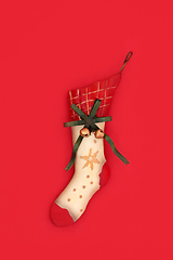 Image showing Christmas Stocking Retro Tree Bauble Ornament 