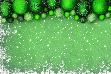 Image showing Christmas Green Sparkling Tree Baubles Background