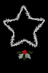 Image showing Christmas Star of Bethlehem Wreath and Holly Decoration 