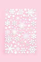 Image showing Christmas Snowflake Star and Heart Decorations Festive Backgroun