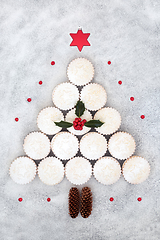 Image showing Surreal Christmas Tree Mince Pie Food Concept Shape