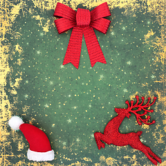Image showing Festive Christmas Background with Tree Decorations on Grunge Gre